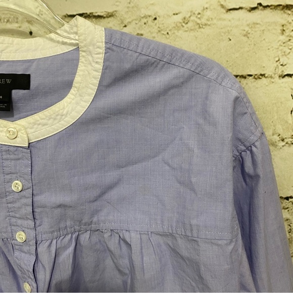 J Crew Gathered Popover in End-on-end Cotton Light Blue - Picture 3 of 7